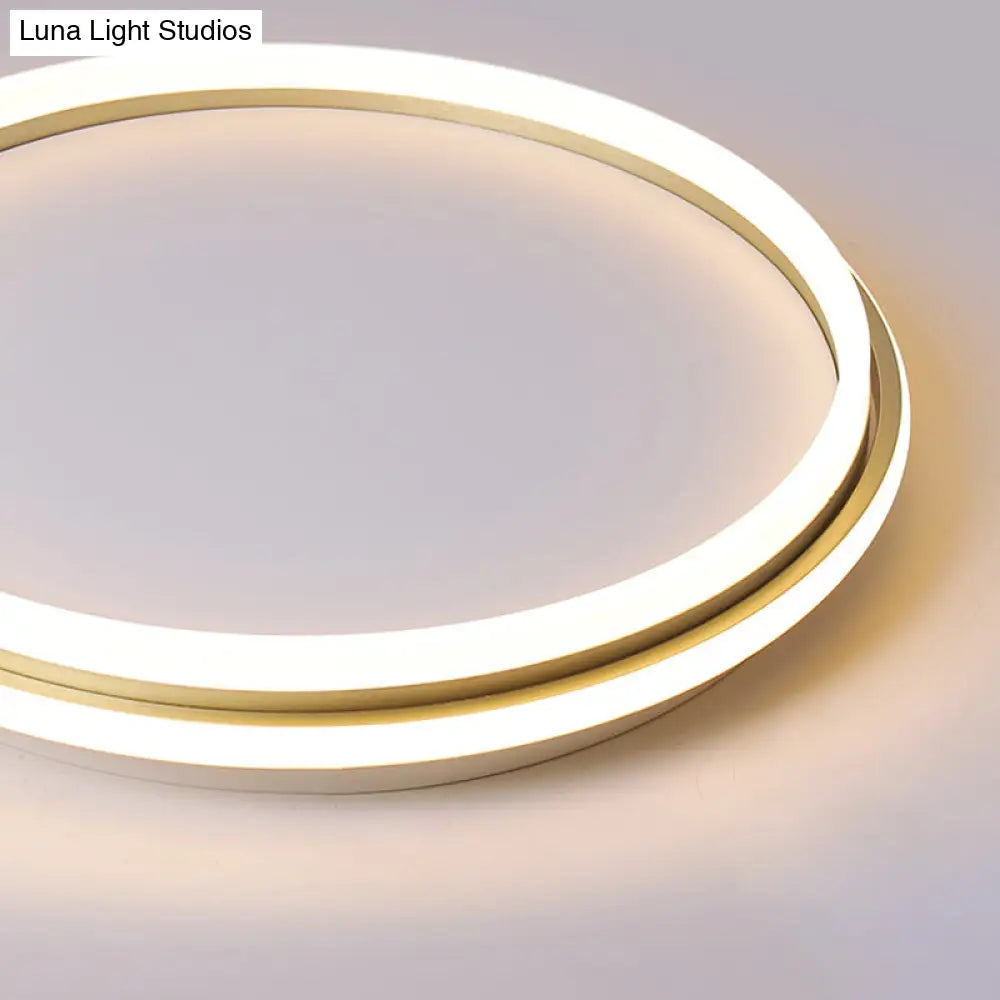 Minimalist Gold Led Ceiling Lamp - Acrylic Round Flush Light (16.5/20.5 Dia) With Remote Control