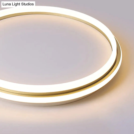 Minimalist Gold Led Ceiling Lamp - Acrylic Round Flush Light (16.5/20.5 Dia) With Remote Control