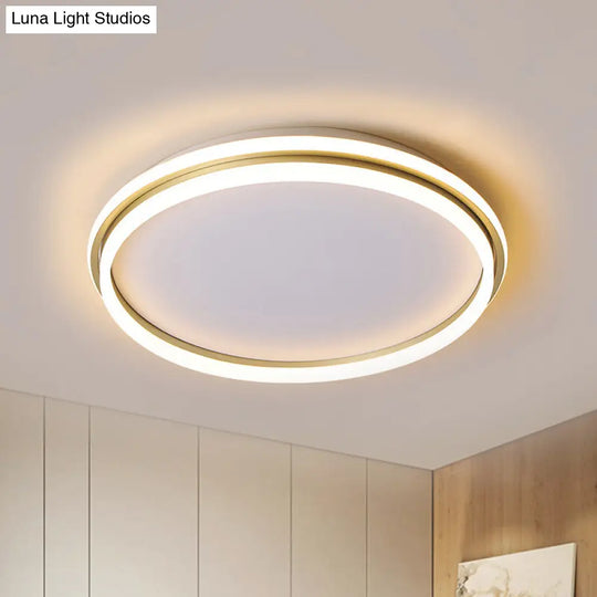 Minimalist Gold Led Ceiling Lamp - Acrylic Round Flush Light (16.5/20.5 Dia) With Remote Control