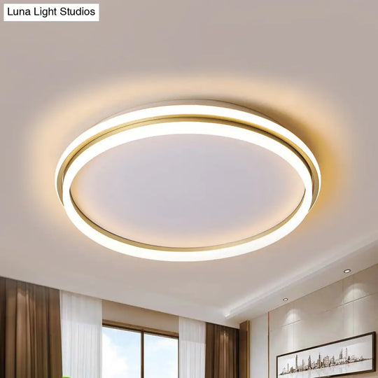 Minimalist Gold Led Ceiling Lamp - Acrylic Round Flush Light (16.5/20.5 Dia) With Remote Control