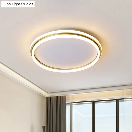 Minimalist Gold Led Ceiling Lamp - Acrylic Round Flush Light (16.5/20.5 Dia) With Remote Control