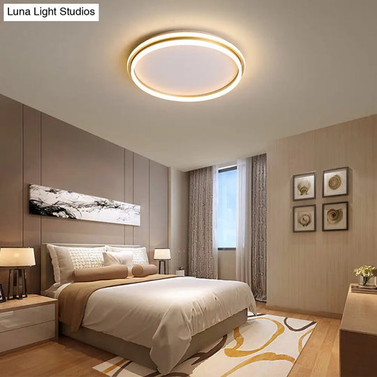 Minimalist Gold Led Ceiling Lamp - Acrylic Round Flush Light (16.5/20.5 Dia) With Remote Control