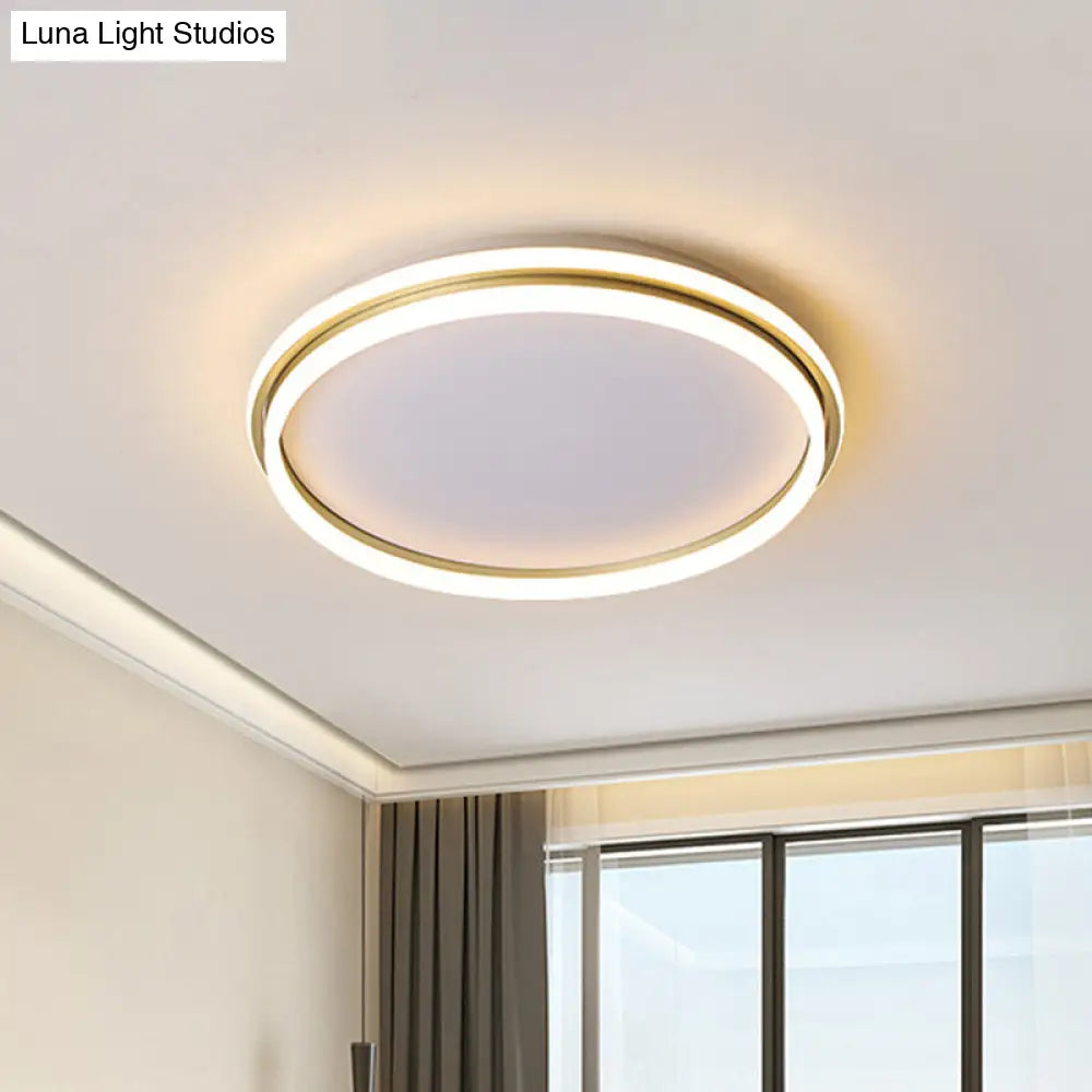 Minimalist Gold Led Ceiling Lamp - Acrylic Round Flush Light (16.5’/20.5’ Dia) With Remote