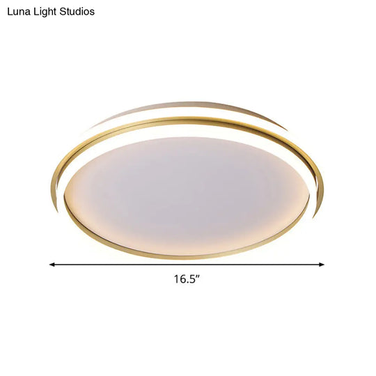 Minimalist Gold Led Ceiling Lamp - Acrylic Round Flush Light (16.5/20.5 Dia) With Remote Control