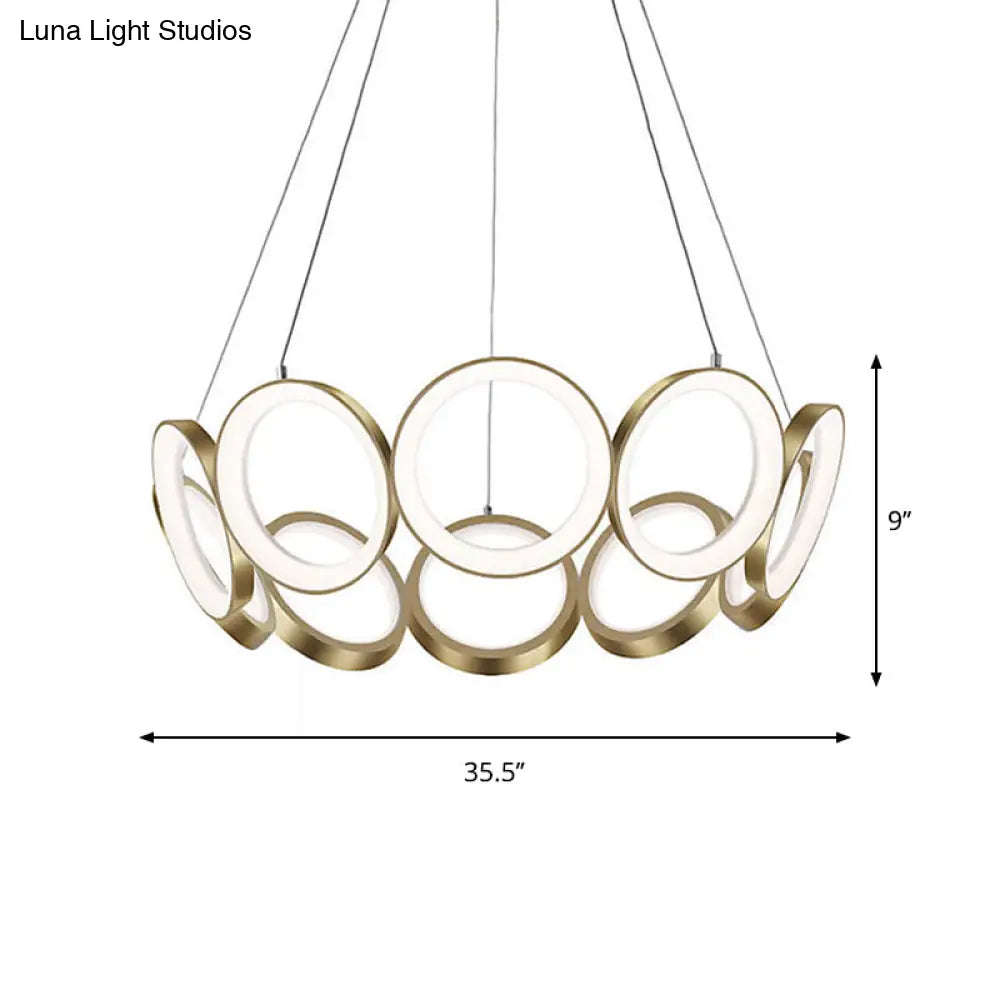 Minimalist Gold Led Circle Drop Pendant Chandelier For Living Room - Unique & Stylish