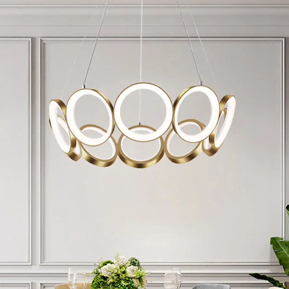 Minimalist Gold Led Circle Drop Pendant Chandelier For Living Room - Unique & Stylish