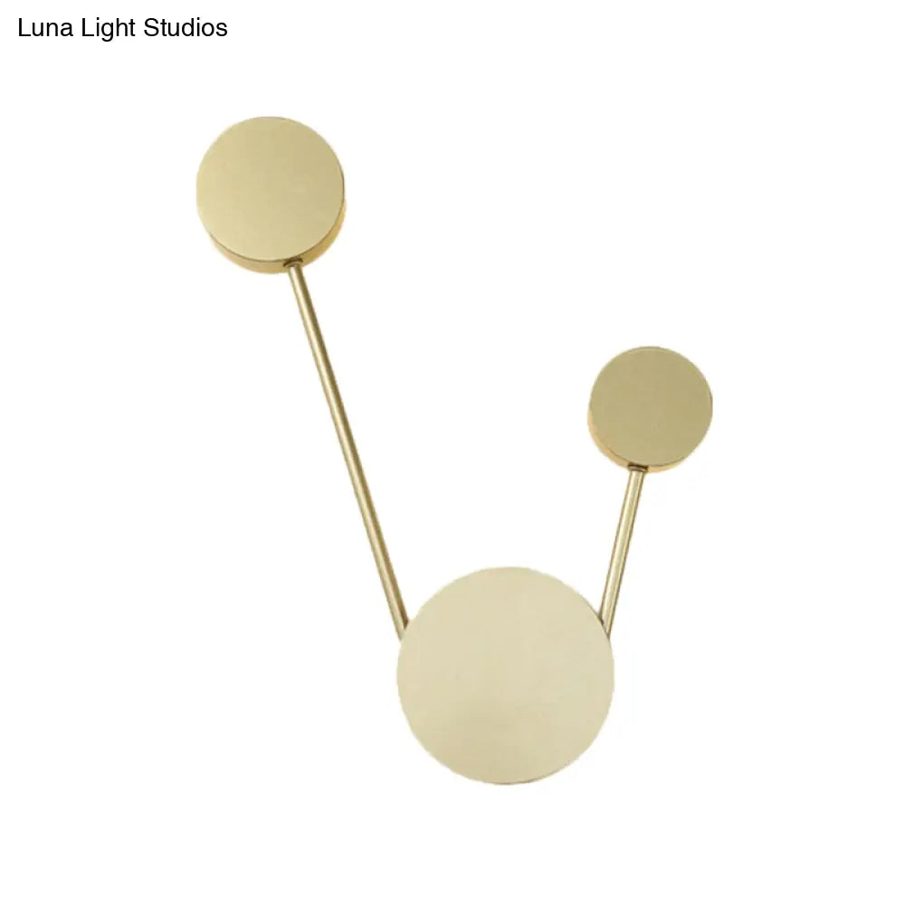 Minimalist Gold Led Corridor Wall Sconce With Round Metal Shade