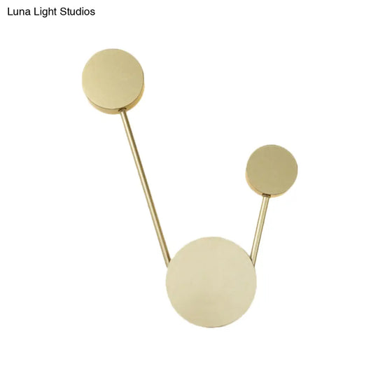 Minimalist Gold Led Corridor Wall Sconce With Round Metal Shade