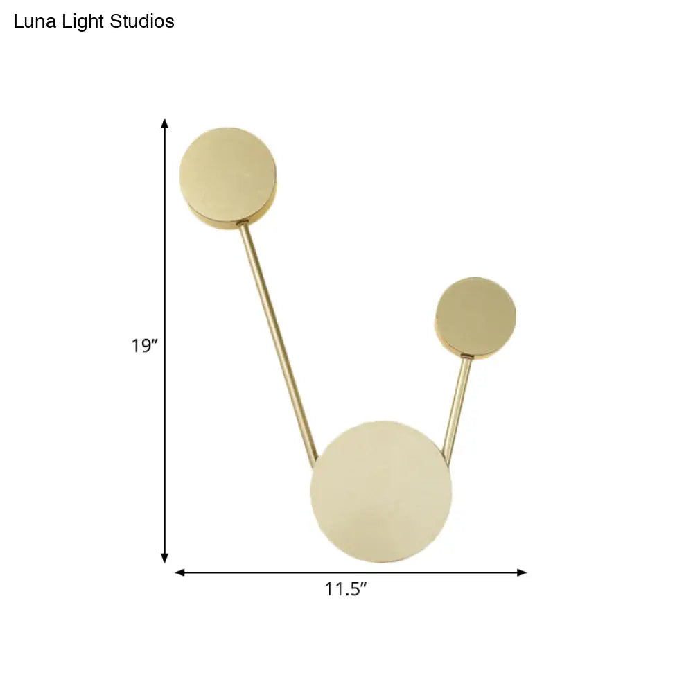 Minimalist Gold Led Corridor Wall Sconce With Round Metal Shade