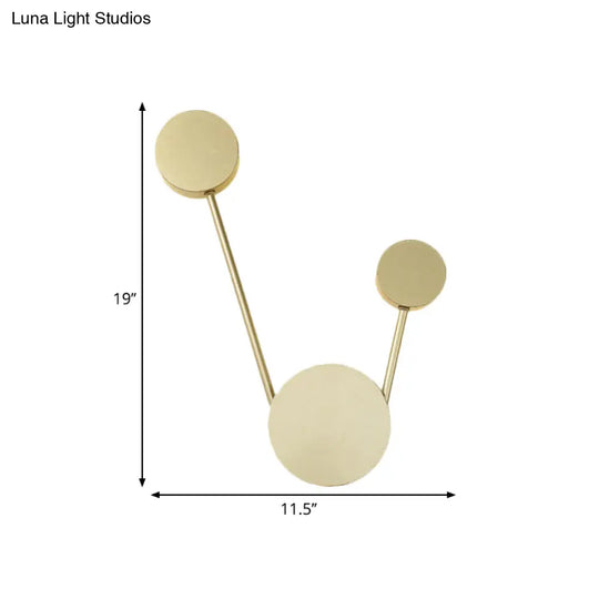 Minimalist Gold Led Corridor Wall Sconce With Round Metal Shade