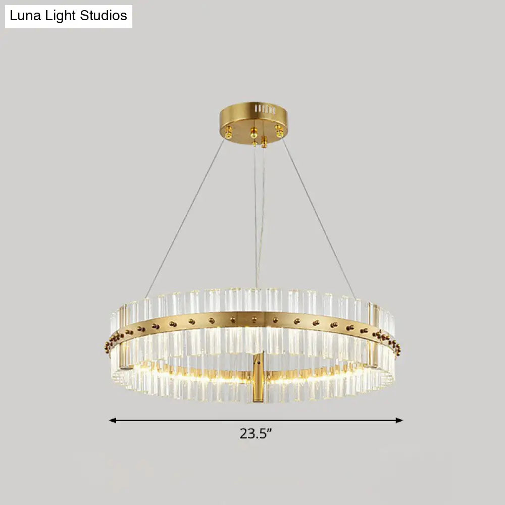 Minimalist Gold Led Crystal Ring Chandelier For Bedroom