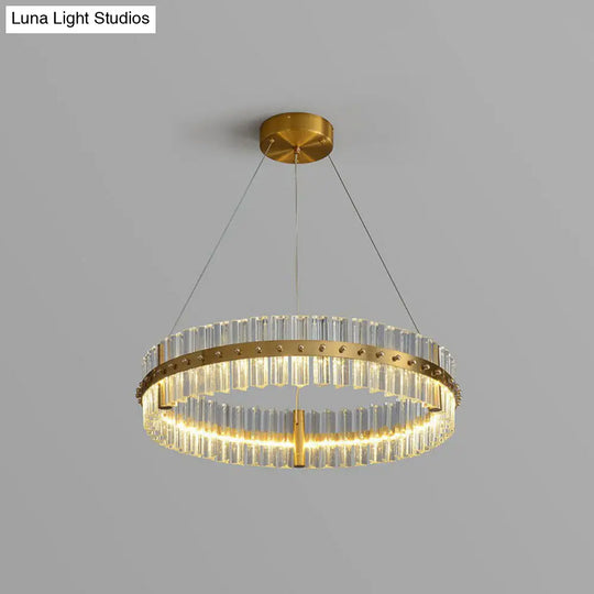 Minimalist Gold Led Crystal Ring Chandelier For Bedroom / 16