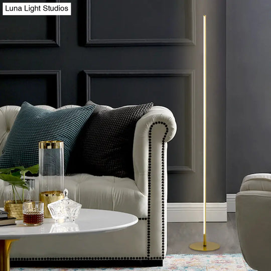 Minimalist Gold Led Floor Lamp | Warm/White Lighting For Bedroom