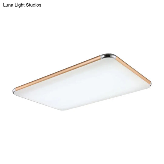 Minimalist Gold Led Flush Mount Ceiling Light For Bedroom Ultra-Thin Square/Rectangular Design With