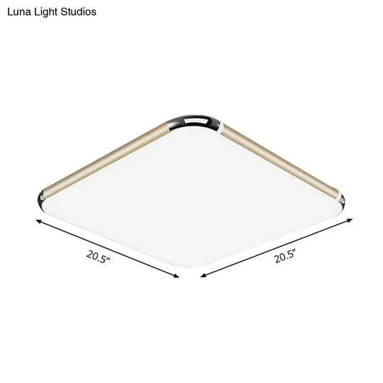 Minimalist Gold Led Flush Mount Ceiling Light For Bedroom Ultra-Thin Square/Rectangular Design With
