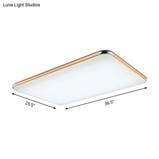 Minimalist Gold Led Flush Mount Ceiling Light For Bedroom Ultra-Thin Square/Rectangular Design With