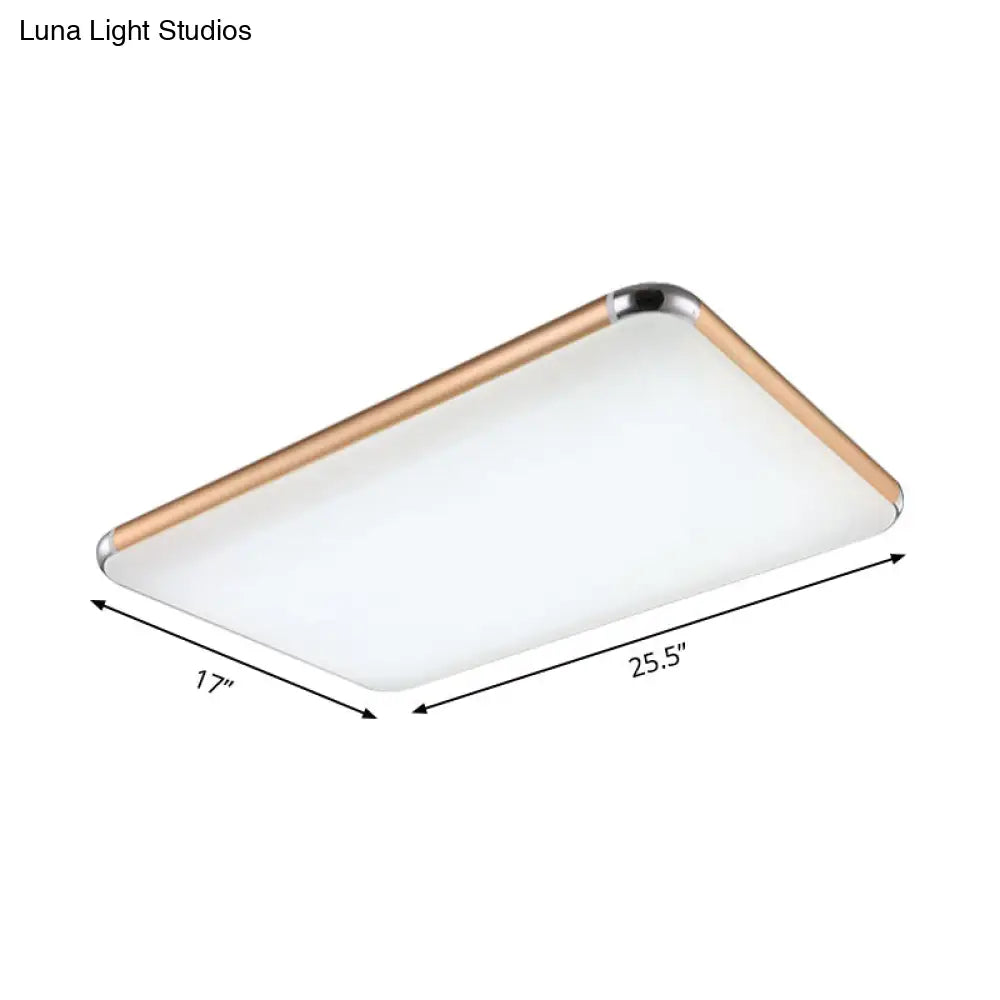 Minimalist Gold Led Flush Mount Ceiling Light For Bedroom Ultra-Thin Square/Rectangular Design With