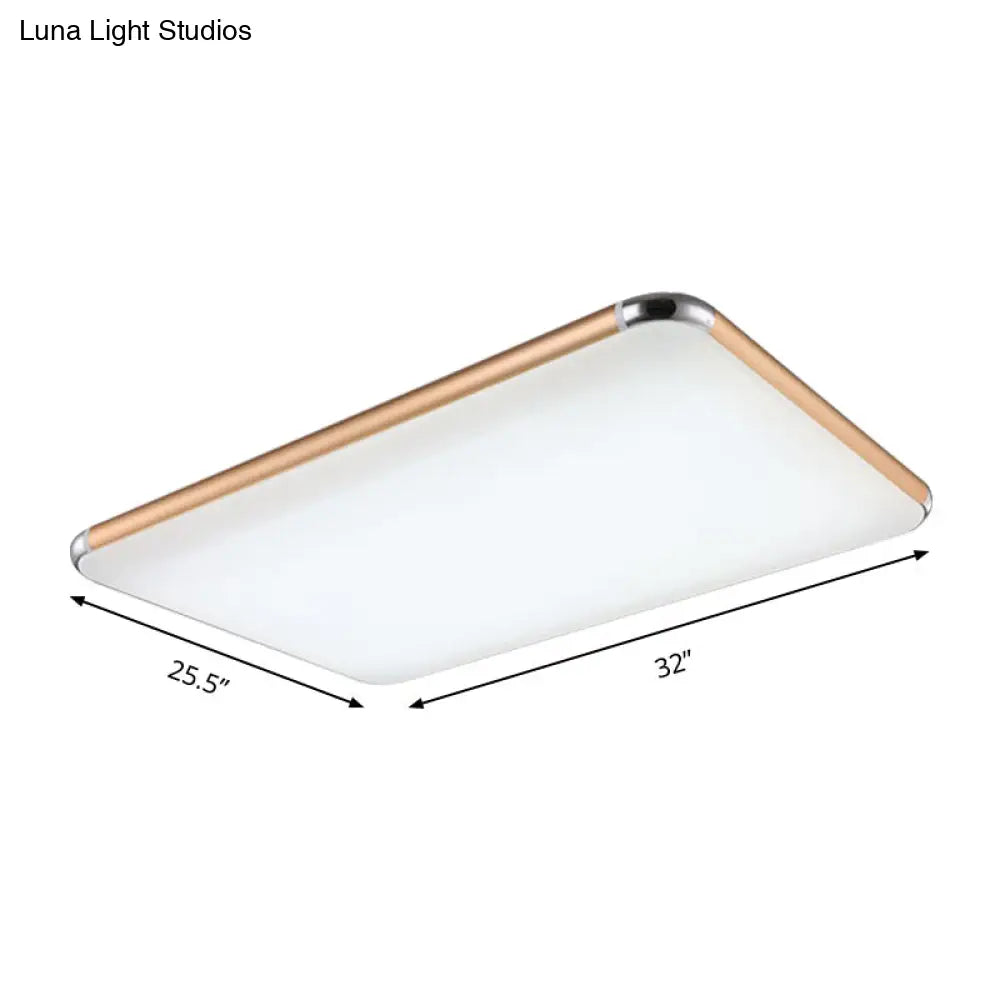 Minimalist Gold Led Flush Mount Ceiling Light For Bedroom Ultra-Thin Square/Rectangular Design With