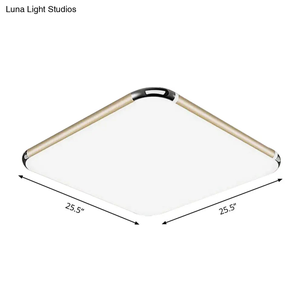 Minimalist Gold Led Flush Mount Ceiling Light For Bedroom Ultra-Thin Square/Rectangular Design With