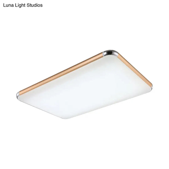 Minimalist Gold Led Flush Mount Ceiling Light For Bedroom Ultra-Thin Square/Rectangular Design With