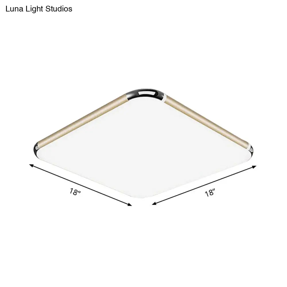 Minimalist Gold Led Flush Mount Ceiling Light For Bedroom Ultra-Thin Square/Rectangular Design With