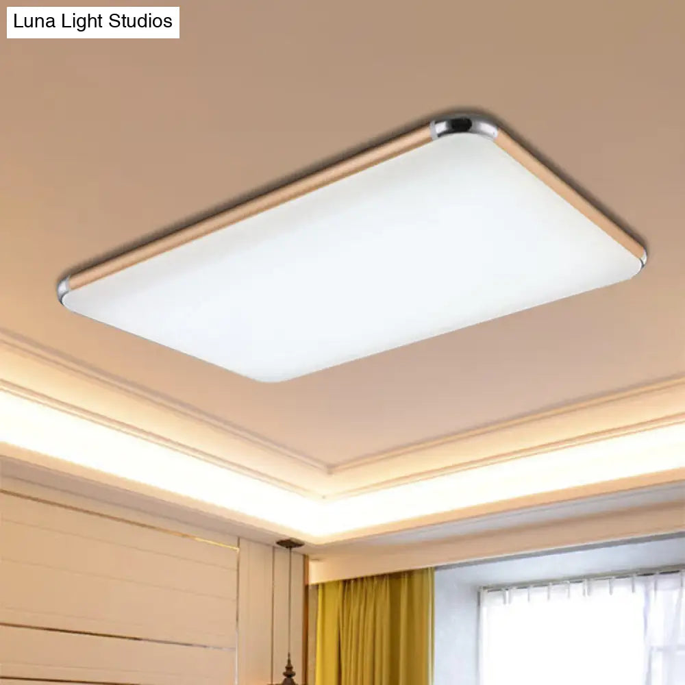 Minimalist Gold Led Flush Mount Ceiling Light For Bedroom Ultra-Thin Square/Rectangular Design With