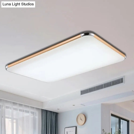 Minimalist Gold Led Flush Mount Ceiling Light For Bedroom Ultra-Thin Square/Rectangular Design With