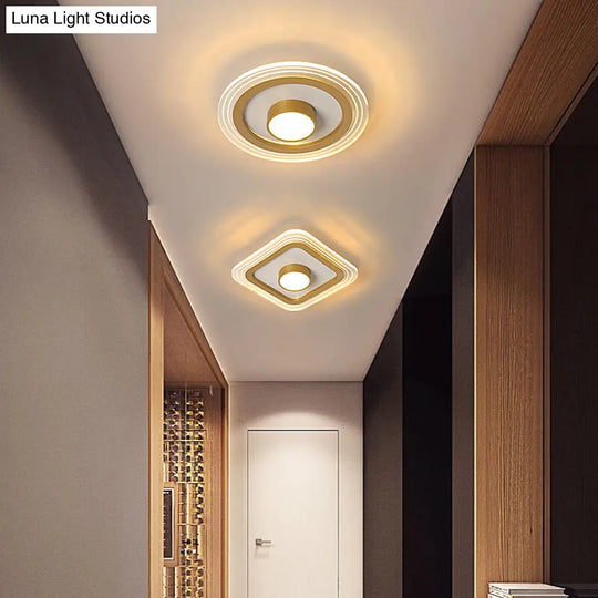 Minimalist Gold Led Flushmount Foyer Light Small Acrylic Ceiling Flush Mount