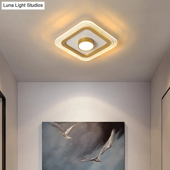 Minimalist Gold Led Flushmount Foyer Light – Small Acrylic Ceiling Flush Mount