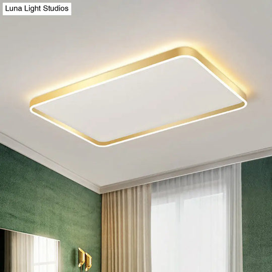 Minimalist Gold Led Geometric Flush Mount Lighting Fixture / 22 Warm