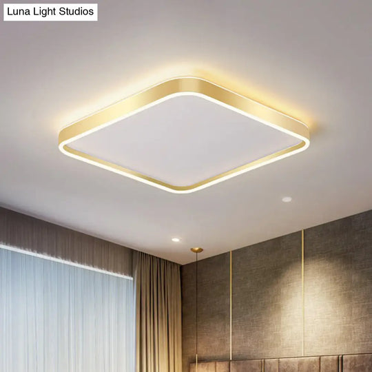 Minimalist Gold Led Geometric Flush Mount Lighting Fixture / 15.5 White