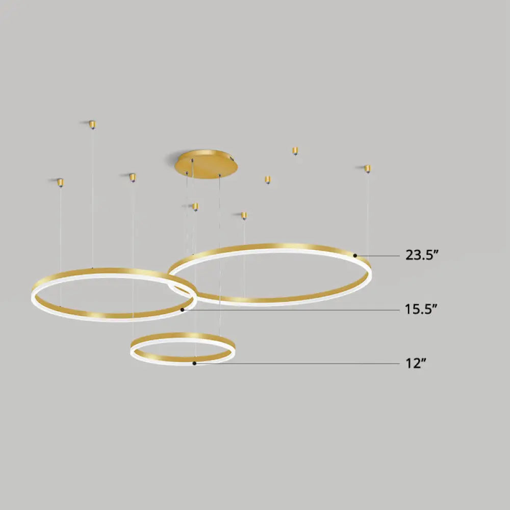 Minimalist Gold Led Pendant Light With Tiered Hoop Design For Living Room Chandelier Lighting /