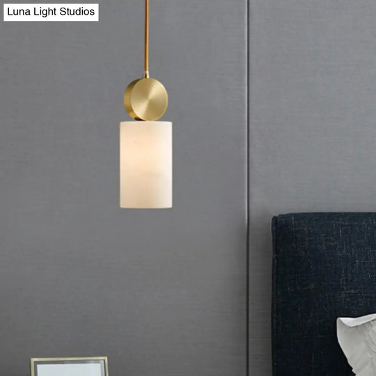 Minimalist Gold Marble Block Hanging Pendant Lamp For Bedroom