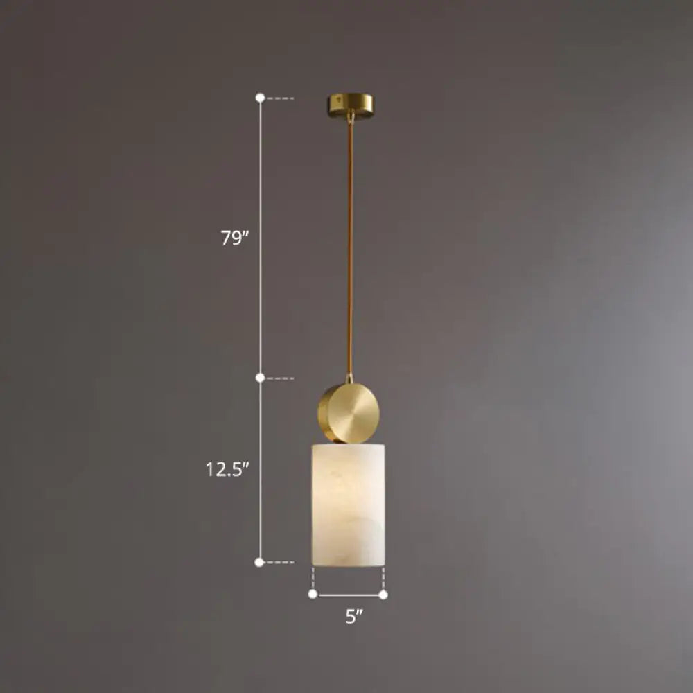 Minimalist Gold Marble Block Hanging Pendant Ceiling Lamp - Bedroom Lighting Solution / 5’