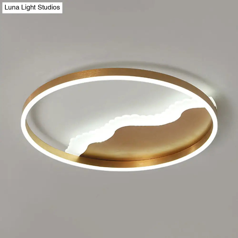 Minimalist Gold Metal Led Flush Mount Lighting For Bedroom / Warm Small