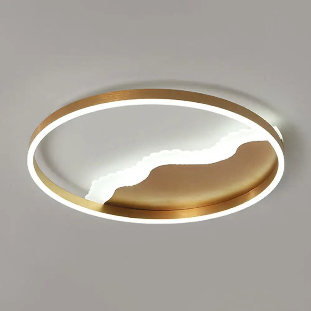 Minimalist Gold Metal Led Flush Mount Lighting For Bedroom / Warm Small