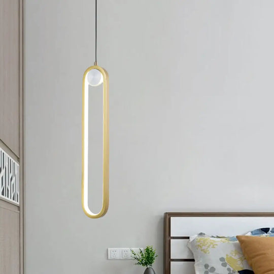 Minimalist Gold Metal Led Pendant Lamp For Bedroom - Warm/White Light / Warm