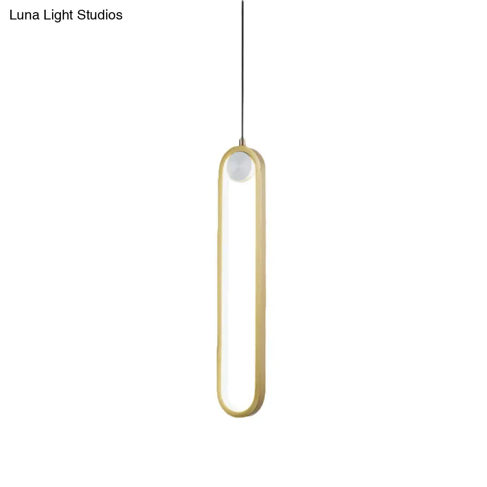 Minimalist Gold Metal Led Pendant Lamp For Bedroom - Warm/White Light