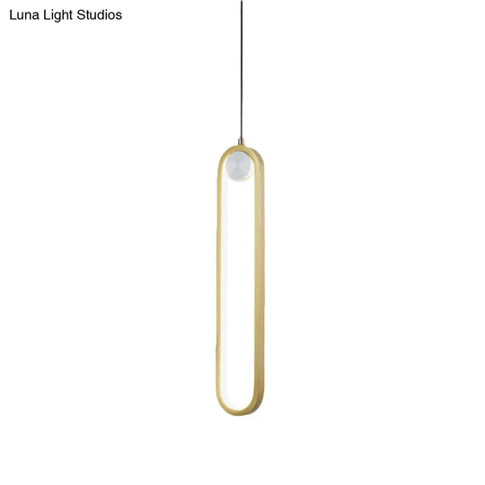 Minimalist Gold Metal Led Pendant Lamp For Bedroom - Warm/White Light