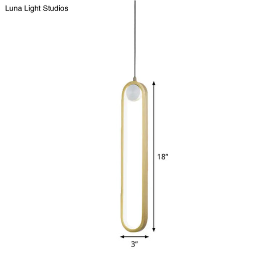 Minimalist Gold Metal Led Pendant Lamp For Bedroom - Warm/White Light