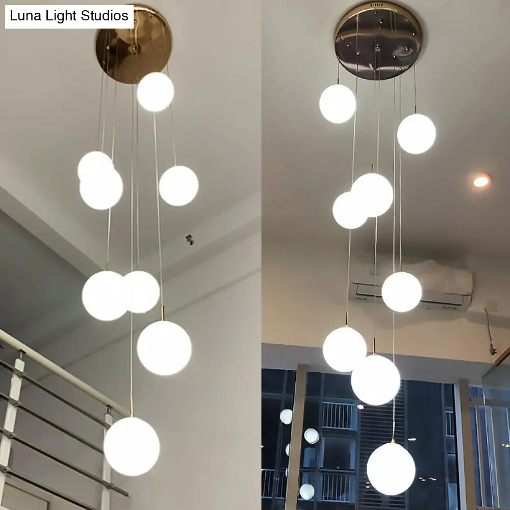 Minimalist Cream Glass Bubble Pendant Ceiling Light In Gold For Staircases And More 8 /