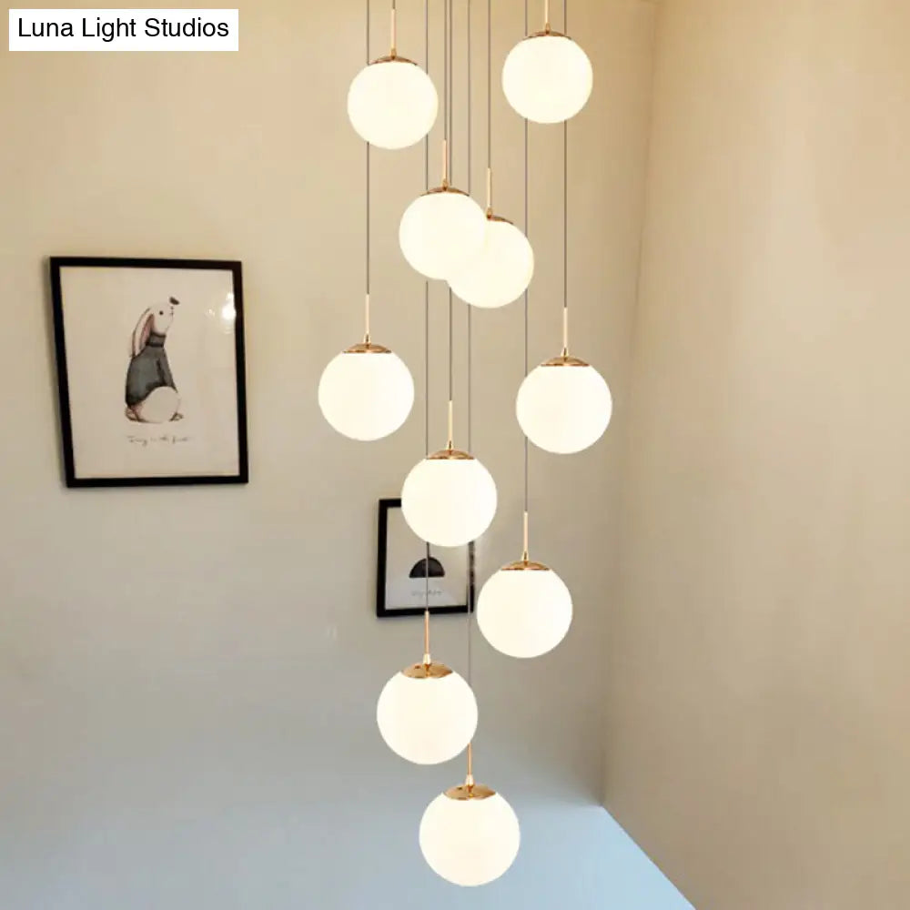 Minimalist Cream Glass Bubble Pendant Ceiling Light In Gold For Staircases And More 10 /