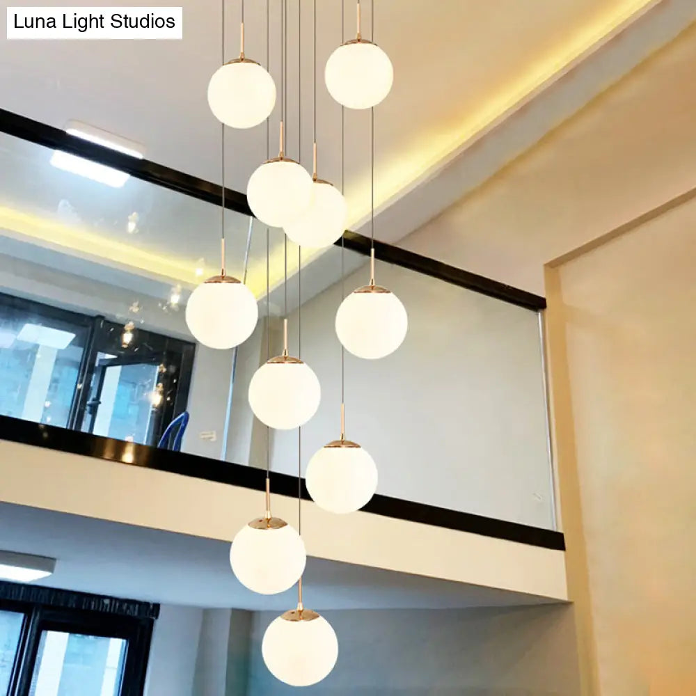 Minimalist Cream Glass Bubble Pendant Ceiling Light In Gold For Staircases And More