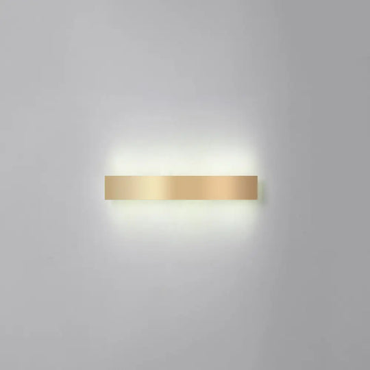 Minimalist Gold Plated Led Wall Sconce For Living Room - Aluminum Bar Shaped Flush Light / 12 White