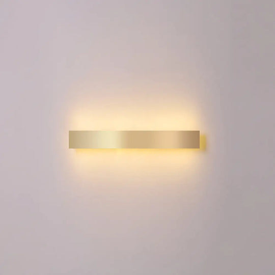 Minimalist Gold Plated Led Wall Sconce For Living Room - Aluminum Bar Shaped Flush Light / 23.5 Warm