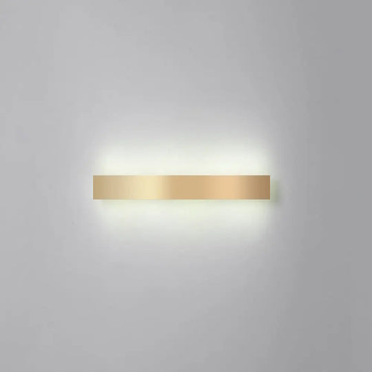 Minimalist Gold Plated Led Wall Sconce For Living Room - Aluminum Bar Shaped Flush Light / 23.5