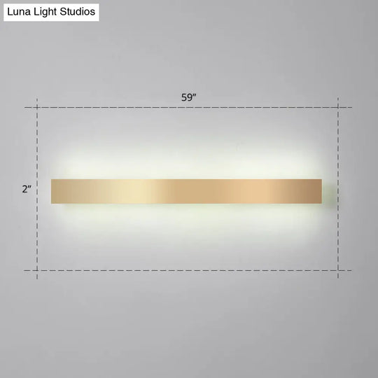 Minimalist Gold Plated Led Wall Sconce For Living Room - Aluminum Bar Shaped Flush Light