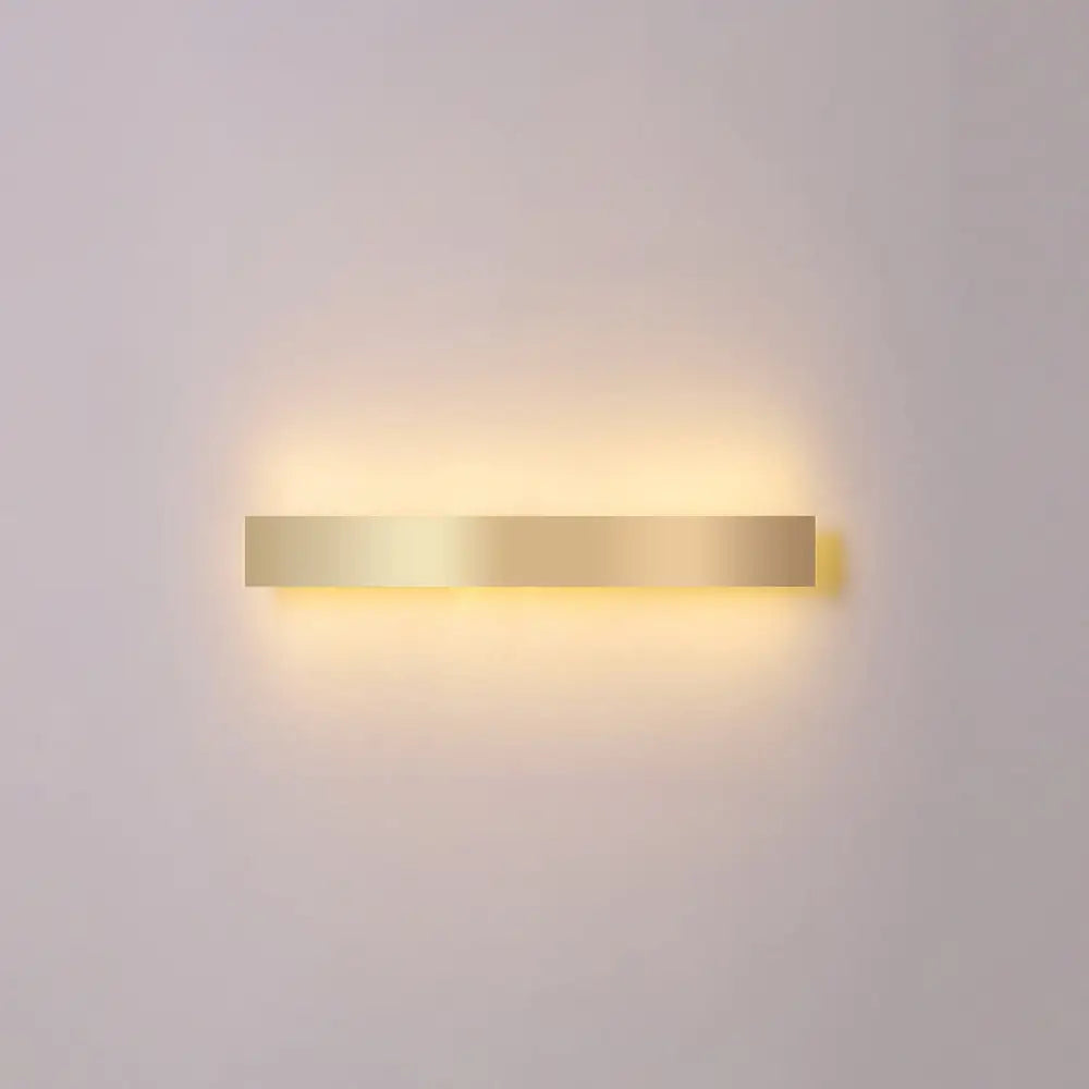 Minimalist Gold Plated Led Wall Sconce For Living Room - Aluminum Bar Shaped Flush Light / 31.5 Warm