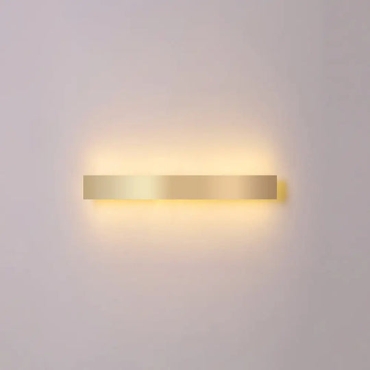 Minimalist Gold Plated Led Wall Sconce For Living Room - Aluminum Bar Shaped Flush Light / 31.5 Warm