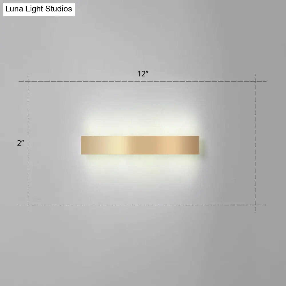 Minimalist Gold Plated Led Wall Sconce For Living Room - Aluminum Bar Shaped Flush Light